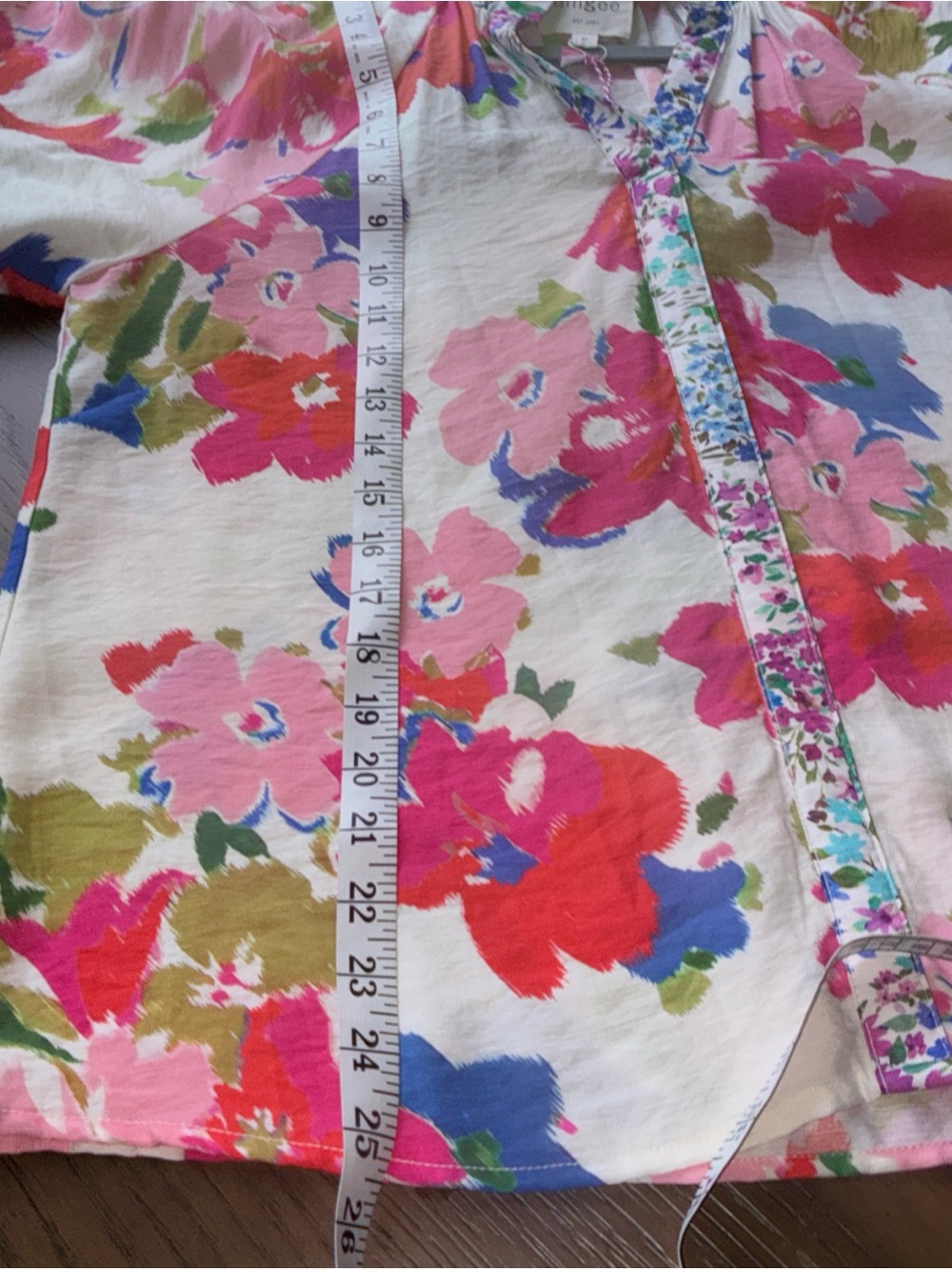 Umgee White Blouse with Pink, Red & Blue Floral Print - Picture 9 of 10